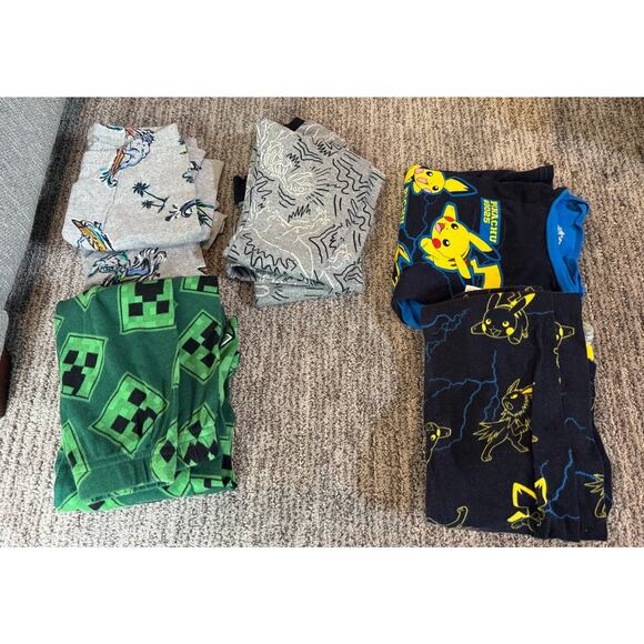 Pokemon Other - Boys Pajama Bundle Size 6-8. Minecraft, Pokemon, Dinosaur